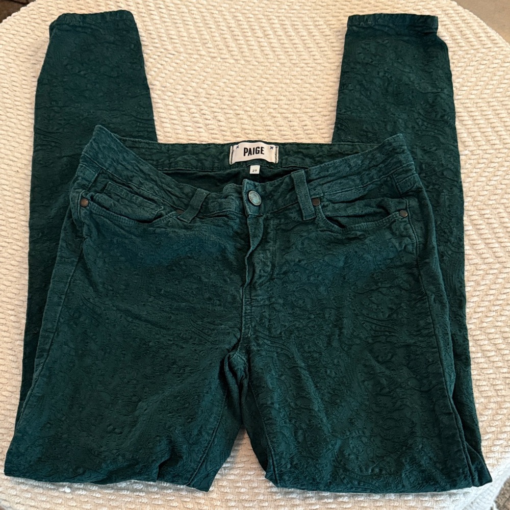 PAIGE Teal Verdugo Ultra Skinny Textured Jeans